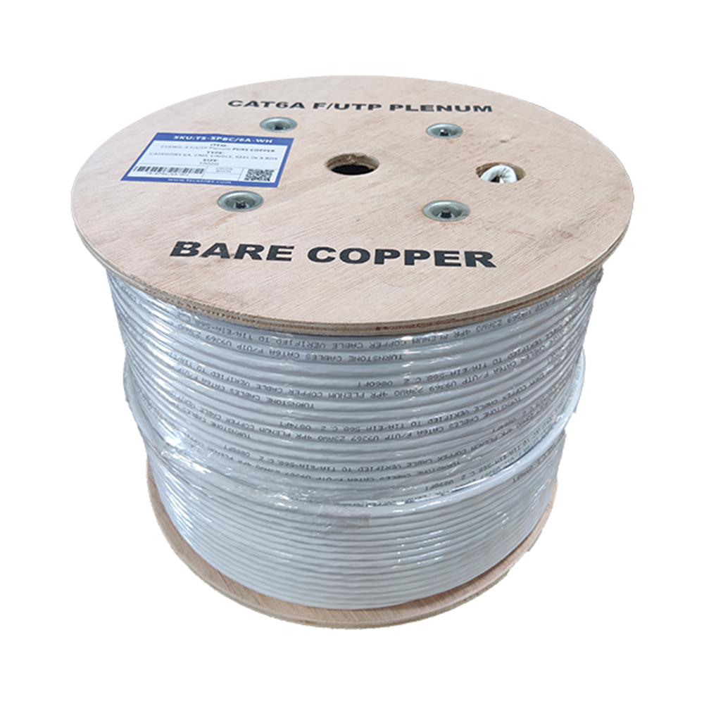 Cat6a Plenum Shielded F/UTP Cable 1000ft, Overall Foil Shield